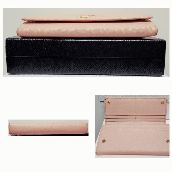 PRADA Orchidea Saffiano Metall Wallet with Detachable ID Holder with Chain & COA - Picture 8 of 16